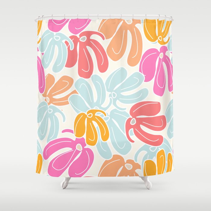 Retro Floral Spring Shower Curtain Gallery Image 1