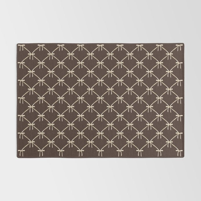 Bows and Ribbons Pattern LXIII Mocha Brown Rug Gallery Image 2