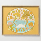 mushy love mushroom longboard surf // retro art by surfy birdy Serving Tray Gallery Image 1