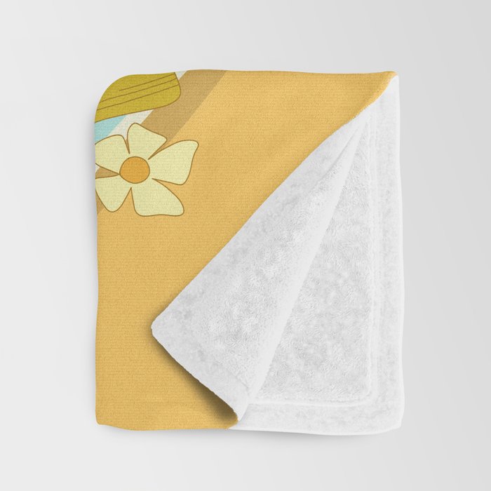 mushy love mushroom longboard surf // retro art by surfy birdy Throw Blanket Gallery Image 3