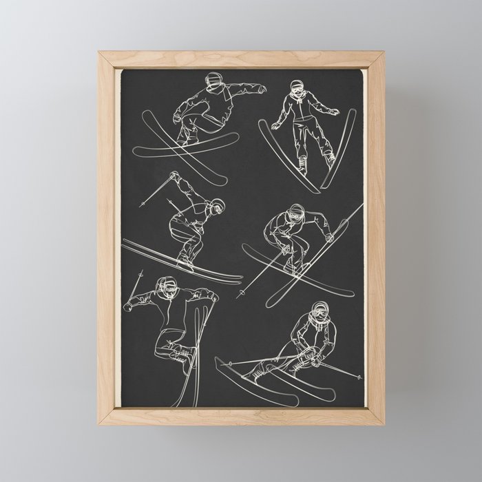 Minimal Skiers Line Art 1 Mini Art Print Gallery Image 1