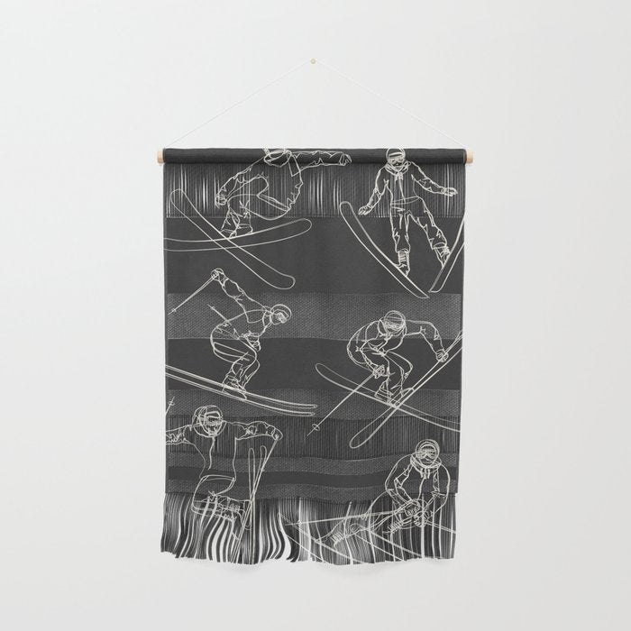 Minimal Skiers Line Art 1 Wall Hanging Gallery Image 1