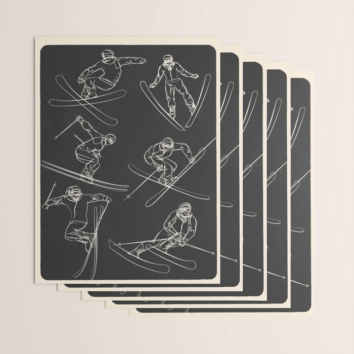 Minimal Skiers Line Art 1 Wrapping Paper Gallery Image 3
