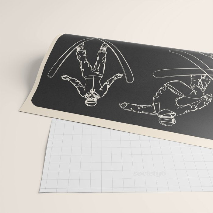 Minimal Skiers Line Art 1 Wrapping Paper Gallery Image 2