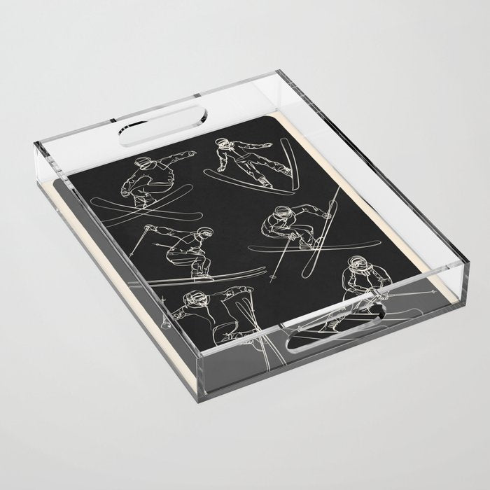 Minimal Skiers Line Art 1 Acrylic Tray Gallery Image 1