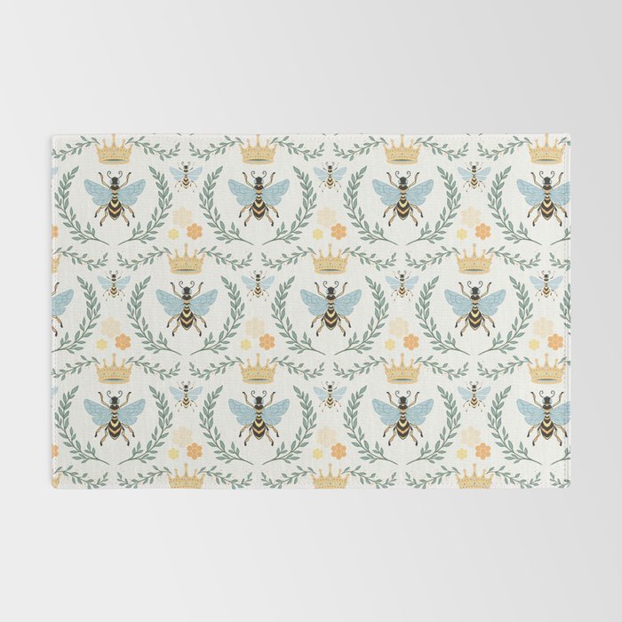 Queen Bee with Gold Crown and Laurel Frame Rug Gallery Image 2
