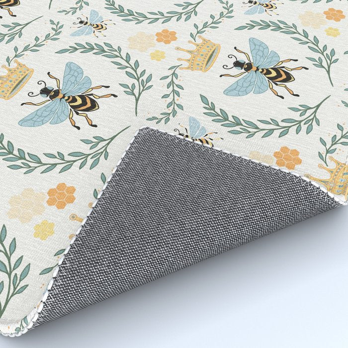 Queen Bee with Gold Crown and Laurel Frame Rug Gallery Image 4