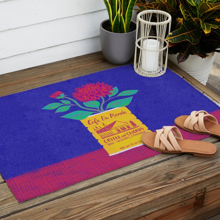 Cafe Du Monde Floral Bouquet Outdoor Rug Gallery Image 2