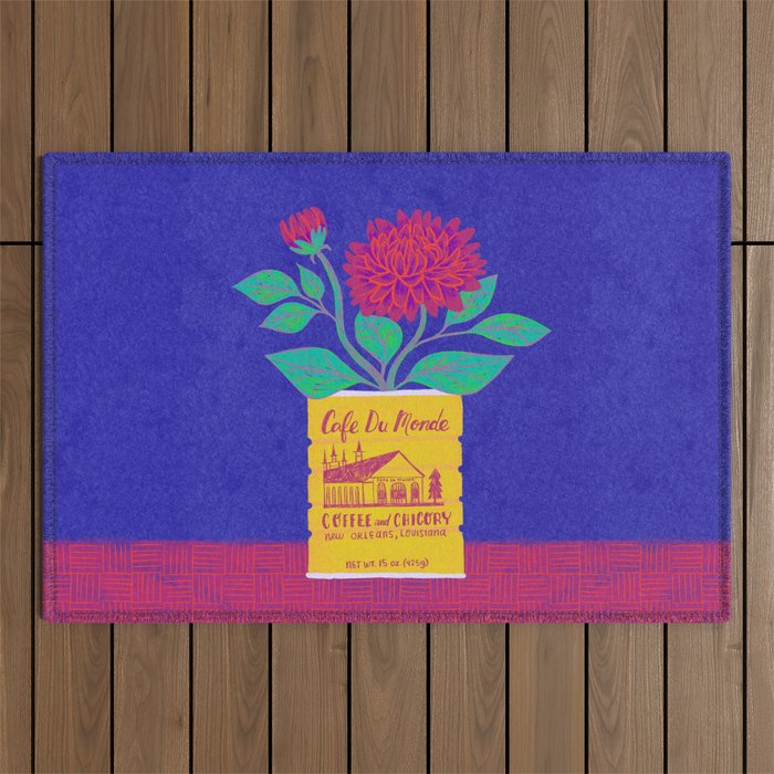 Cafe Du Monde Floral Bouquet Outdoor Rug Gallery Image 1