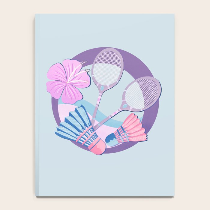 Tropical badminton badge - pastel purple and pink Notebook Gallery Image 4