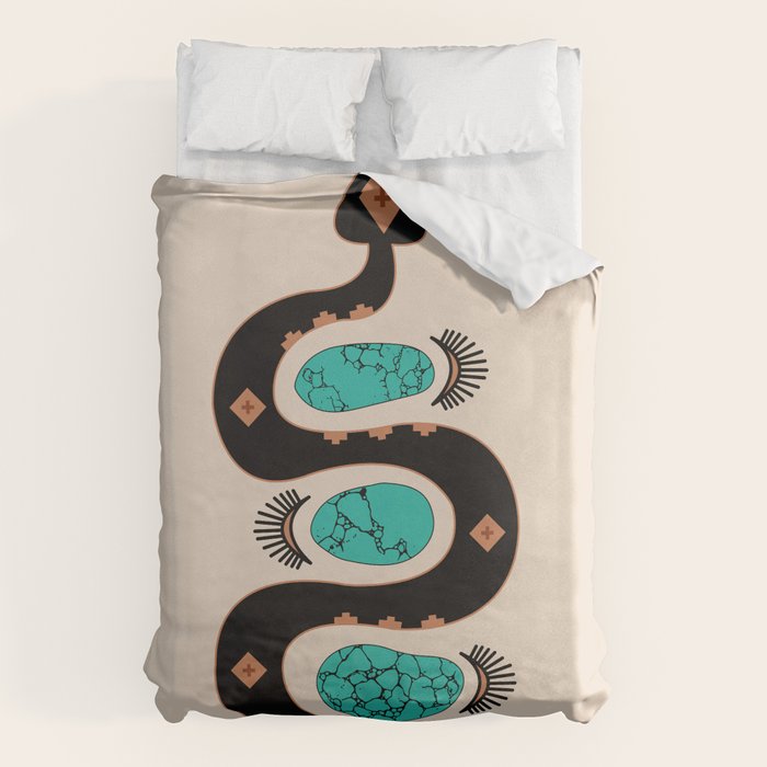 Southwestern Slither in Black Duvet Cover Gallery Image 6