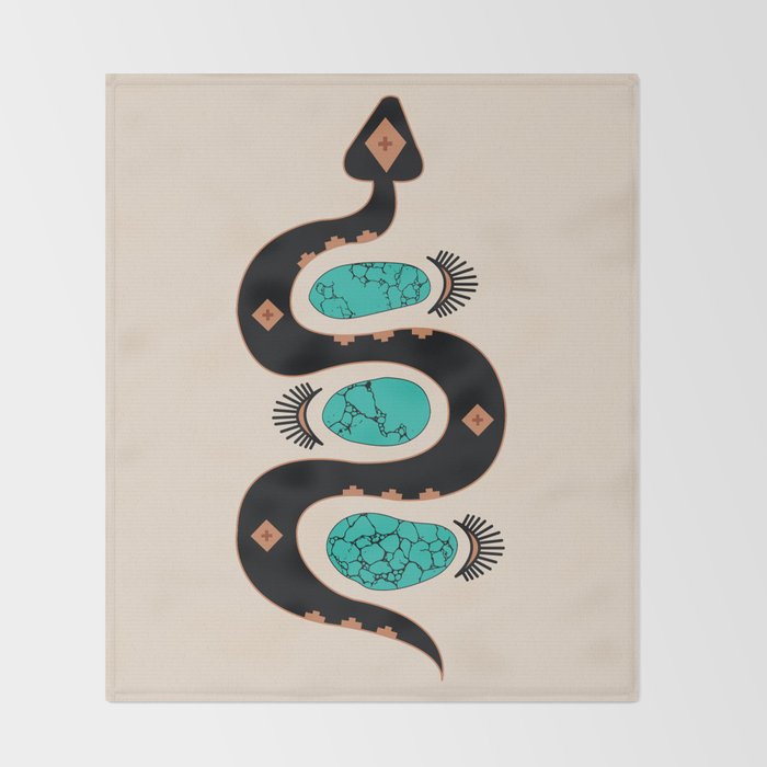 Southwestern Slither in Black Throw Blanket Gallery Image 2