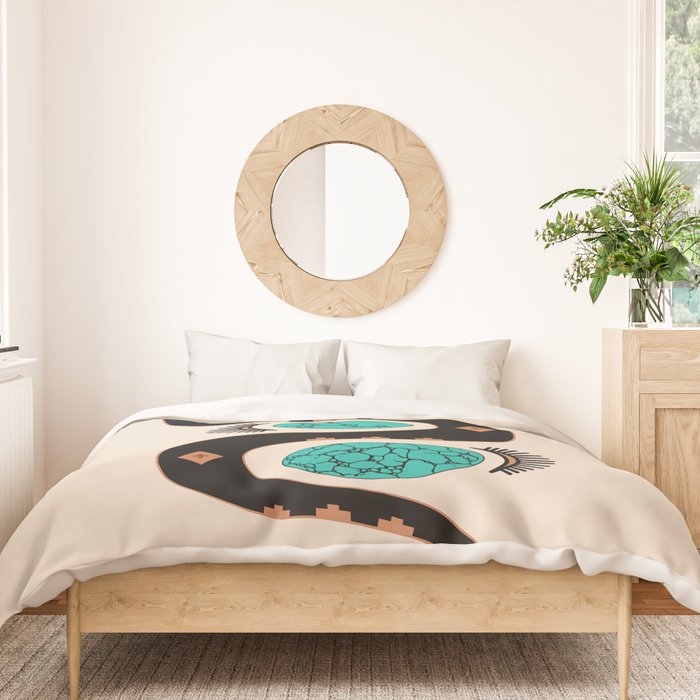 Southwestern Slither in Black Duvet Cover Gallery Image 3