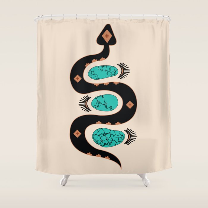 Southwestern Slither in Black Shower Curtain Gallery Image 1