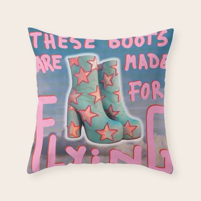 These boots are made for flying Throw Pillow Gallery Image 1