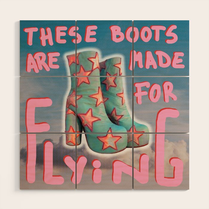 These boots are made for flying Wood Wall Art Gallery Image 1