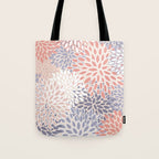  Modern Flowers Print, Coral, Pink and Purple Tote Bag Gallery Image 1