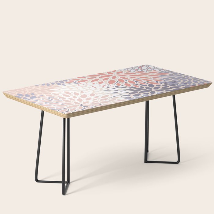  Modern Flowers Print, Coral, Pink and Purple Coffee Table Gallery Image 1