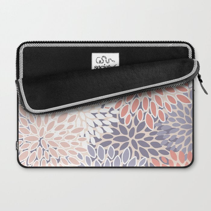  Modern Flowers Print, Coral, Pink and Purple Laptop Sleeve Gallery Image 2