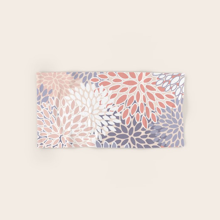  Modern Flowers Print, Coral, Pink and Purple Bath Towel Gallery Image 1