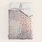  Modern Flowers Print, Coral, Pink and Purple Duvet Cover Gallery Image 6