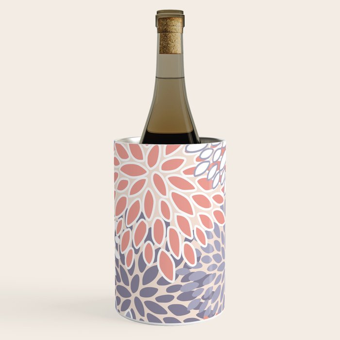 Modern Flowers Print, Coral, Pink and Purple Wine Chiller Gallery Image 3