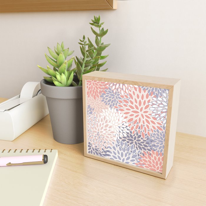  Modern Flowers Print, Coral, Pink and Purple Mini Art Print Gallery Image 2