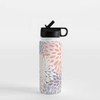  Modern Flowers Print, Coral, Pink and Purple Water Bottle Gallery Image 1