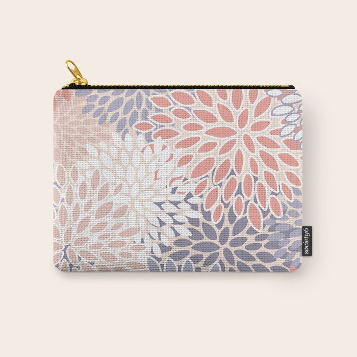  Modern Flowers Print, Coral, Pink and Purple Carry All Pouch Gallery Image 1
