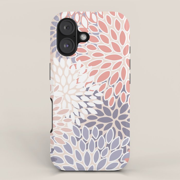  Modern Flowers Print, Coral, Pink and Purple iPhone Case Gallery Image 1