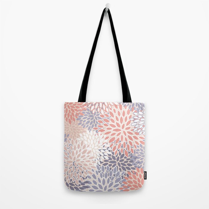  Modern Flowers Print, Coral, Pink and Purple Tote Bag Gallery Image 2