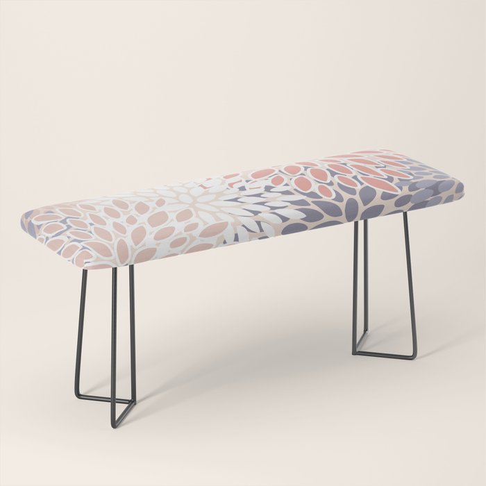  Modern Flowers Print, Coral, Pink and Purple Bench Gallery Image 1