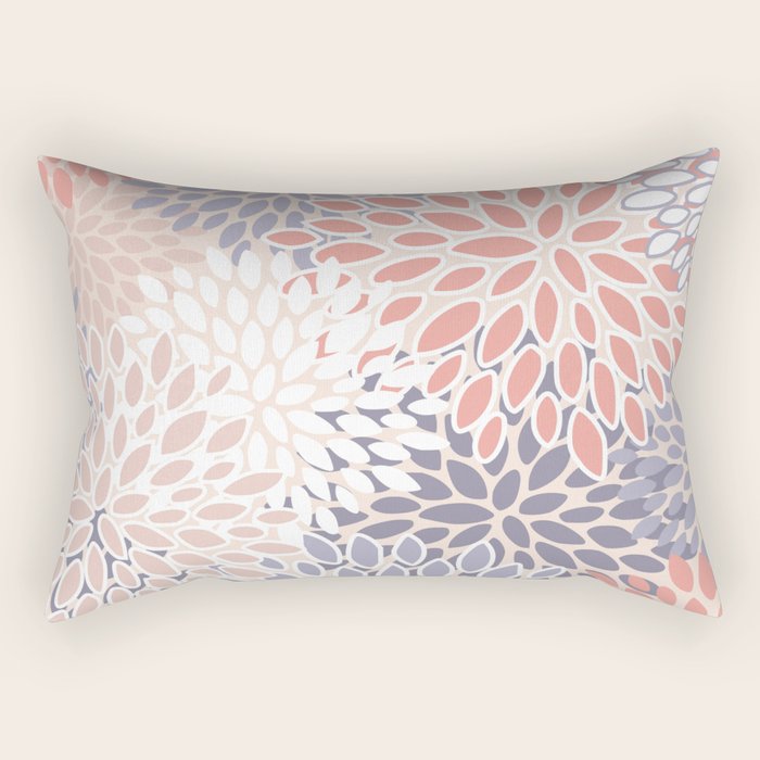  Modern Flowers Print, Coral, Pink and Purple Rectangular Pillow Gallery Image 2