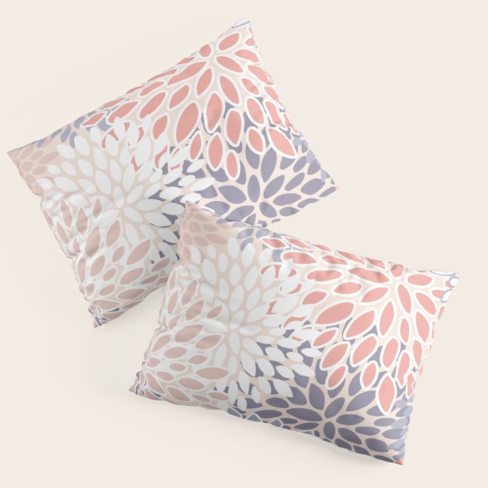  Modern Flowers Print, Coral, Pink and Purple Pillow Sham Gallery Image 3