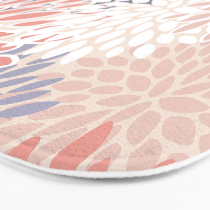  Modern Flowers Print, Coral, Pink and Purple Bath Mat Gallery Image 3
