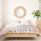  Modern Flowers Print, Coral, Pink and Purple Duvet Cover Gallery Image 3