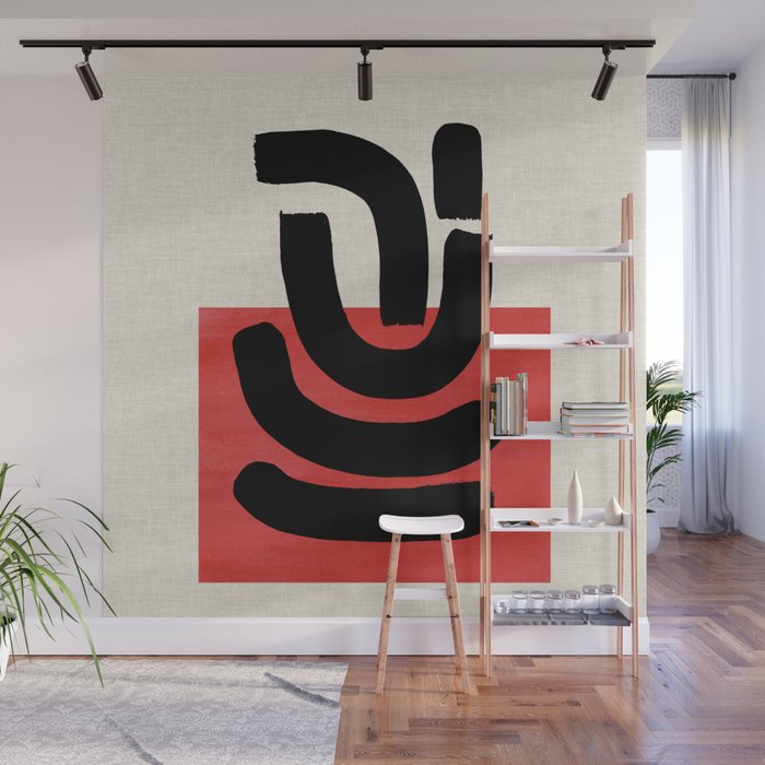 Red Round Wall Mural Gallery Image 1