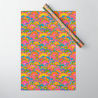 Retro Rainbow Flower Pattern Wrapping Paper Gallery Image 1