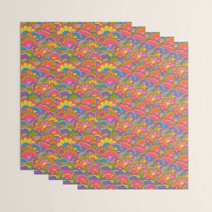 Retro Rainbow Flower Pattern Wrapping Paper Gallery Image 3