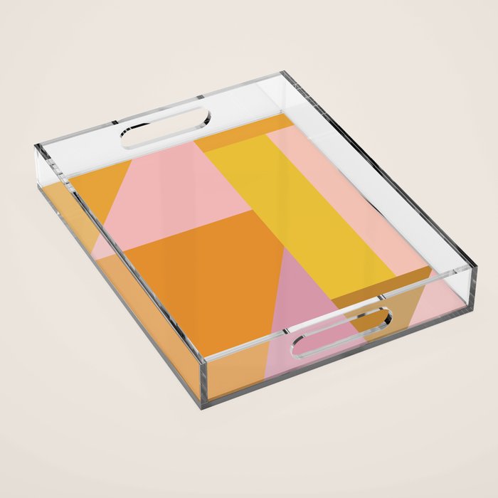 Shapes in Vintage Modern Pink, Orange, Yellow, and Lavender Acrylic Tray Gallery Image 1