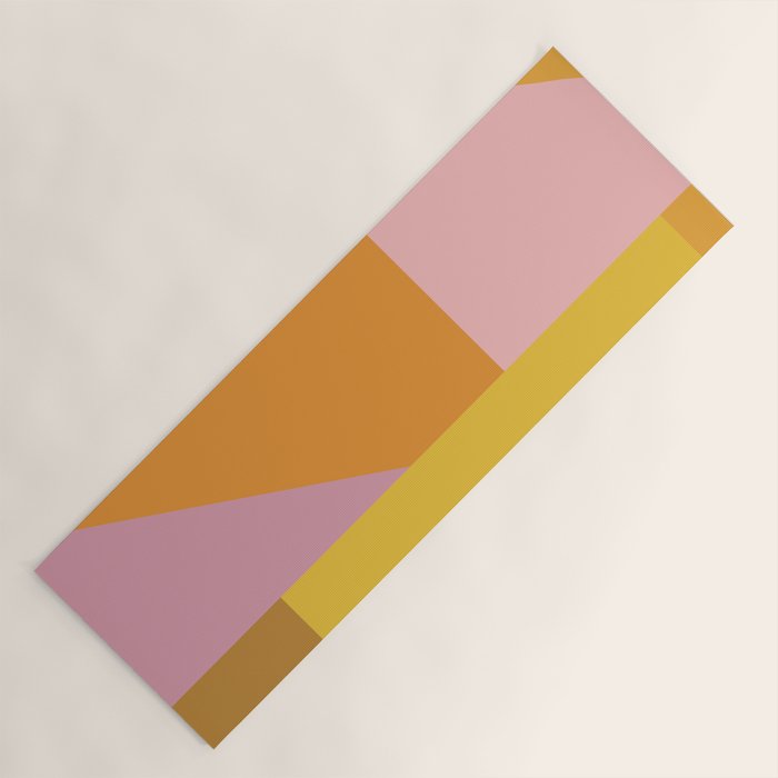 Shapes in Vintage Modern Pink, Orange, Yellow, and Lavender Yoga Mat Gallery Image 1
