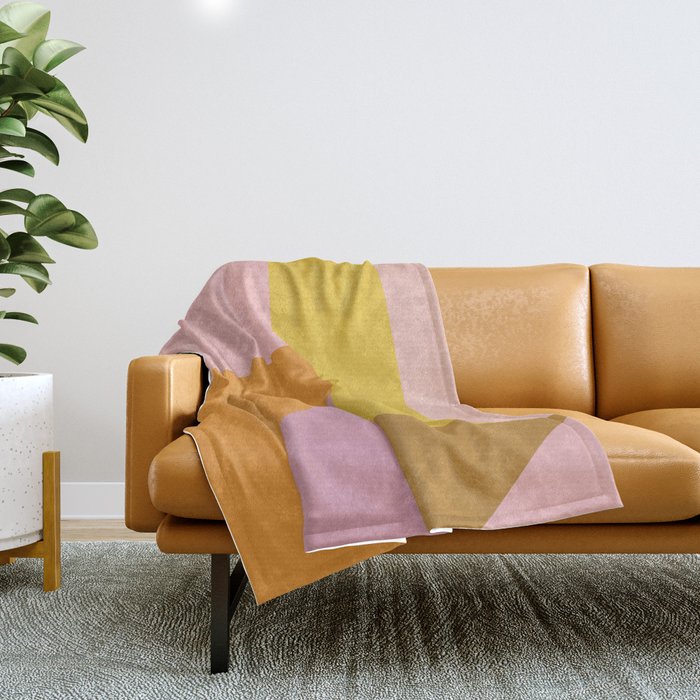Shapes in Vintage Modern Pink, Orange, Yellow, and Lavender Throw Blanket Gallery Image 1