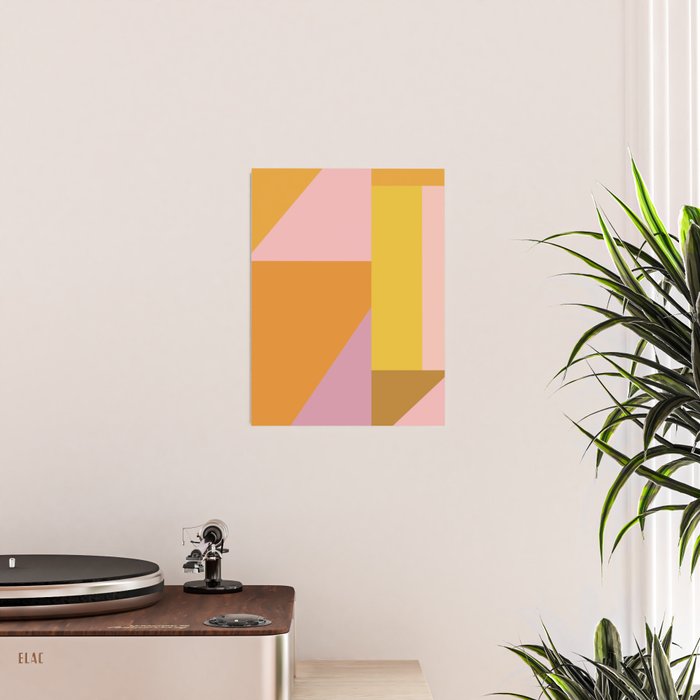 Shapes in Vintage Modern Pink, Orange, Yellow, and Lavender Poster Gallery Image 2