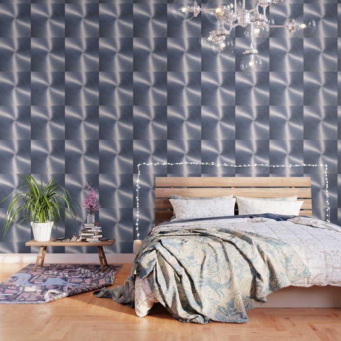 Silver Metallic Stainless Steel Pattern Wallpaper