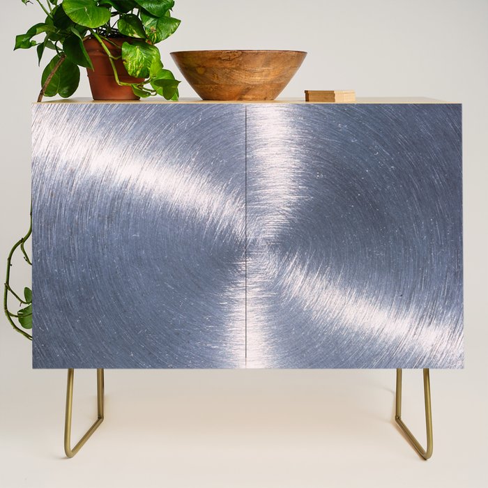 Silver Metallic Stainless Steel Pattern Credenza Gallery Image 1