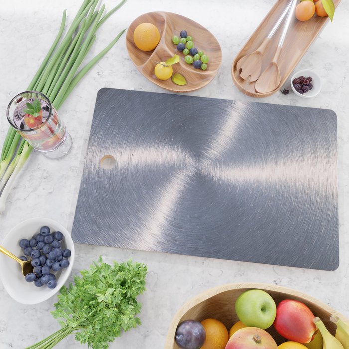 Silver Metallic Stainless Steel Pattern Cutting Board Gallery Image 2