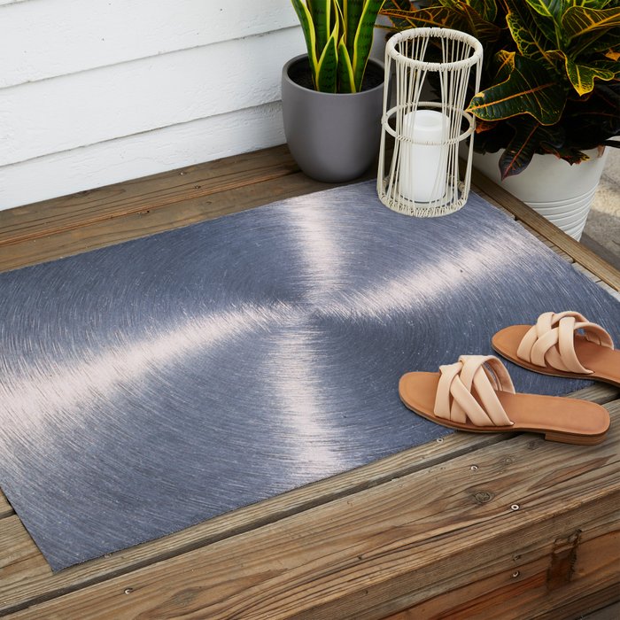 Silver Metallic Stainless Steel Pattern Outdoor Rug Gallery Image 2
