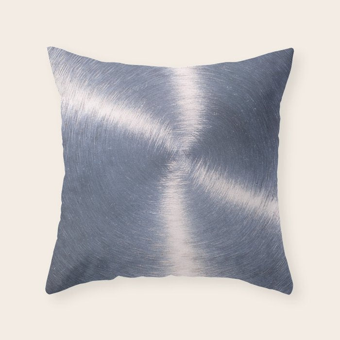 Silver Metallic Stainless Steel Pattern Throw Pillow Gallery Image 6