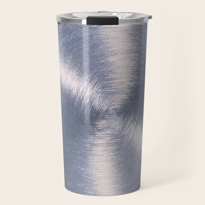 Silver Metallic Stainless Steel Pattern Travel Mug Gallery Image 1