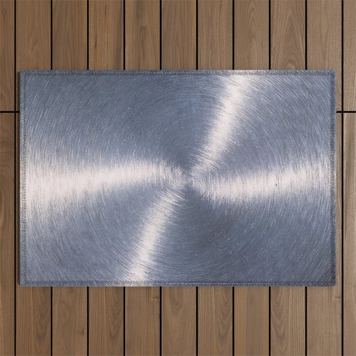 Silver Metallic Stainless Steel Pattern Outdoor Rug Gallery Image 1